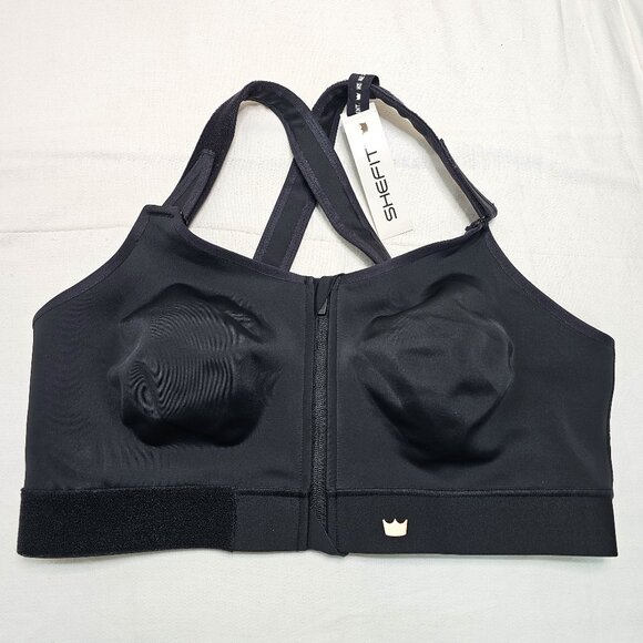 Shefit Flex Sports Bra Medium Impact Black Rose Gold Adjustable 4Luxe 142486 NEW